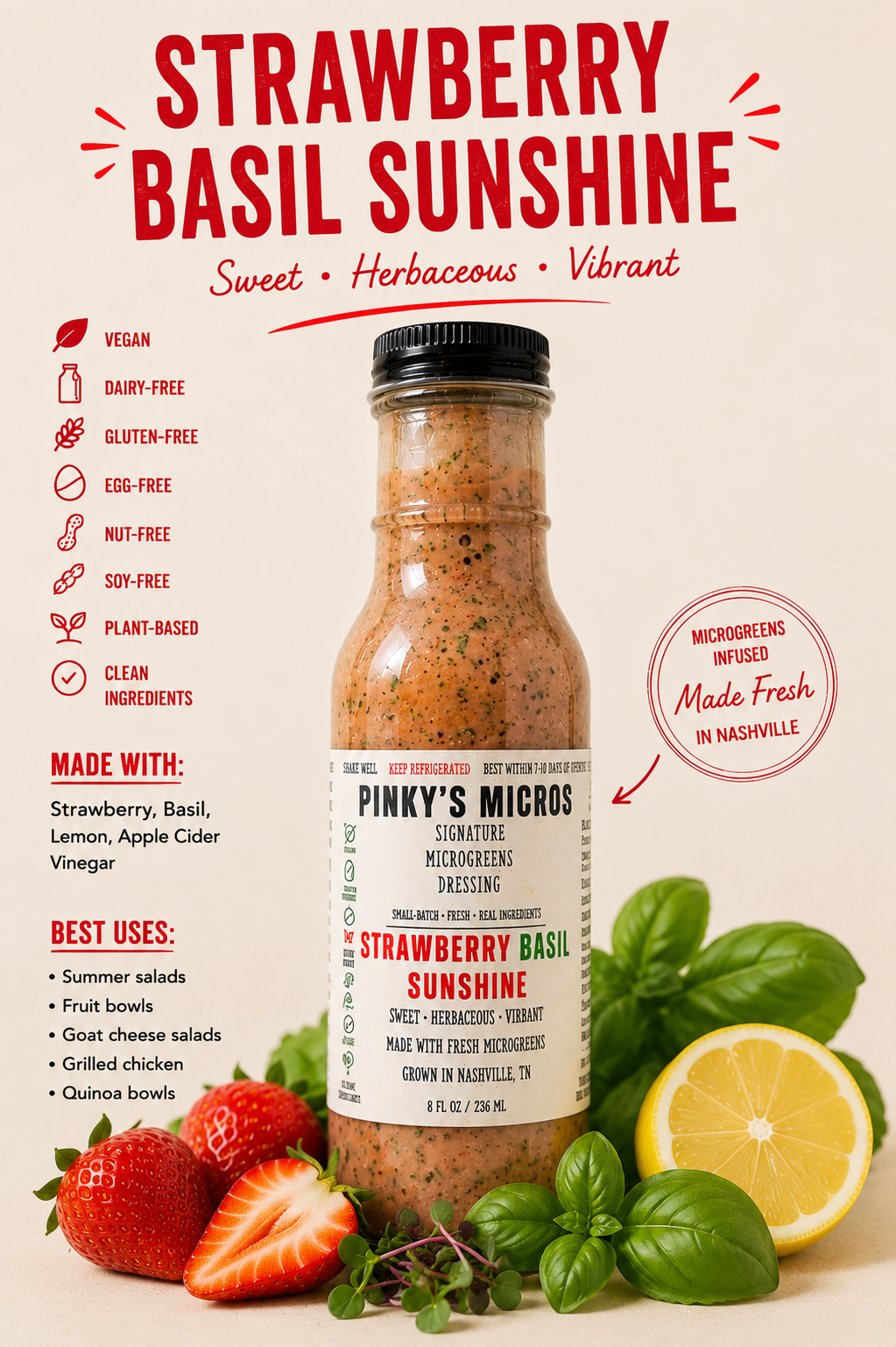 Strawberry Basil Sunshine Dressing