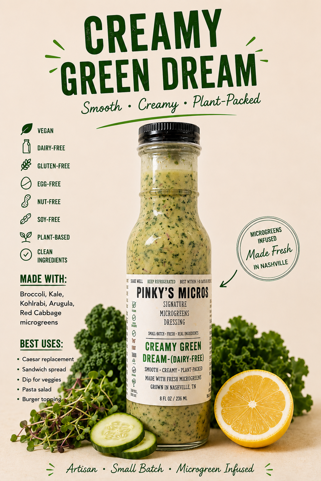 CREAMY GREEN DREAM (Dairy-Free) Dressing